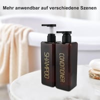 Hokretme set dozatora za šampon i regenerator, 2 komada, 550 ml, višekratne bočice s pumpicom za sapun s trajnom oznakom za kupaonicu, smeđe 7