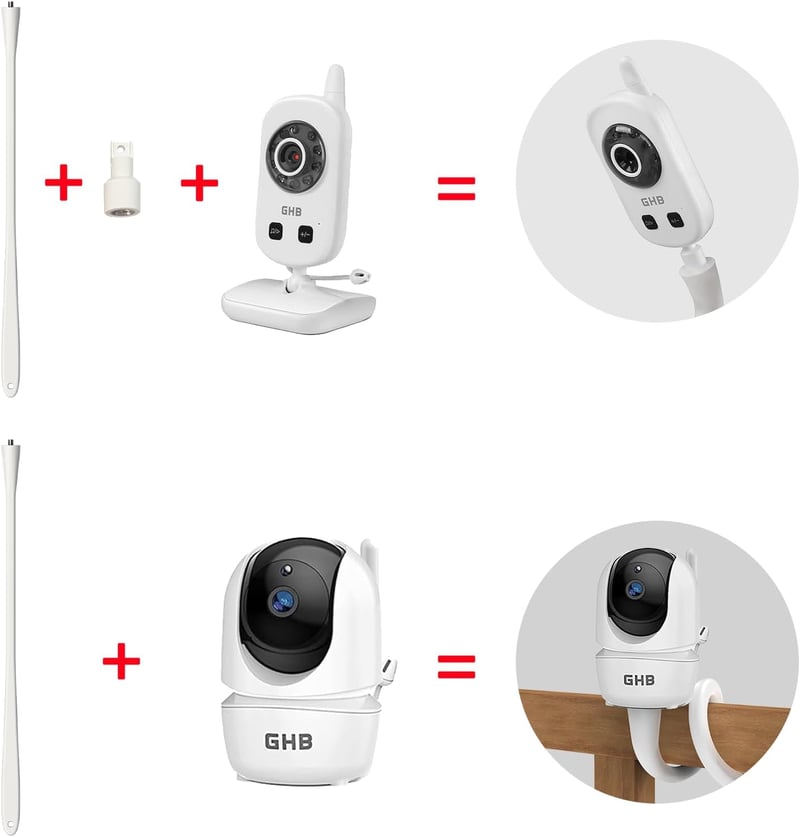 HOLACA Rugalmas Tartó GHB UU24 Babafigyelő Kamerához - Fehér Fali Konzol 5 Hüvelykes 720p HD Baby Monitor Modellhez