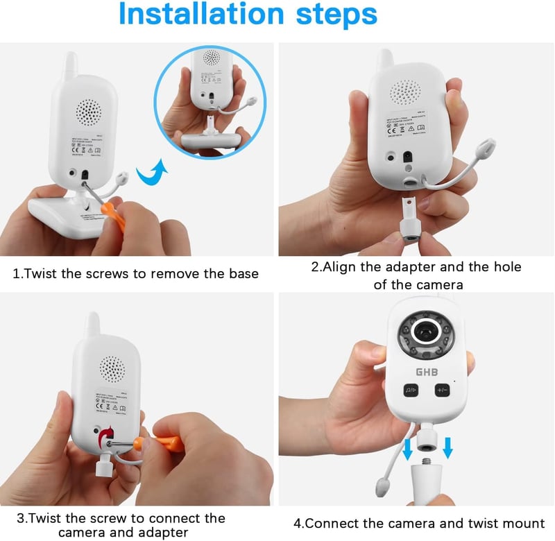 HOLACA Rugalmas Tartó GHB UU24 Babafigyelő Kamerához - Fehér Fali Konzol 5 Hüvelykes 720p HD Baby Monitor Modellhez