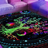 HOLAVIDA UV-reaktív Élet Fája szőnyeg, fluoreszkáló neon terítő 180x120cm 2