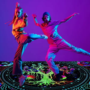 HOLAVIDA Blacklight tepih Drvo života, UV reaktivan, protuklizni - 180x120 cm
