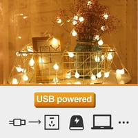 Holdden LED Gömb Fényfüzér 8 Móddal, USB Meleg Fehér, IP67 Vízálló Dekoráció 6