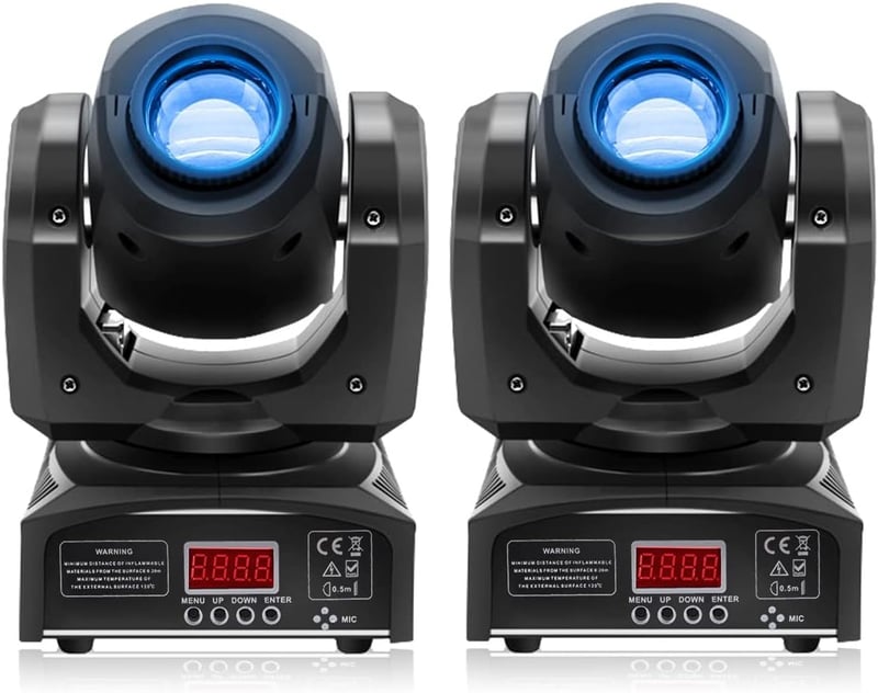 HOLDLAMP DMX512 Mozgó Fejű LED Színpadi Lámpa Szett - 8 Mintás Fényeffekt Diszkóhoz, Bulikhoz, Rendezvényekhez - 2 db