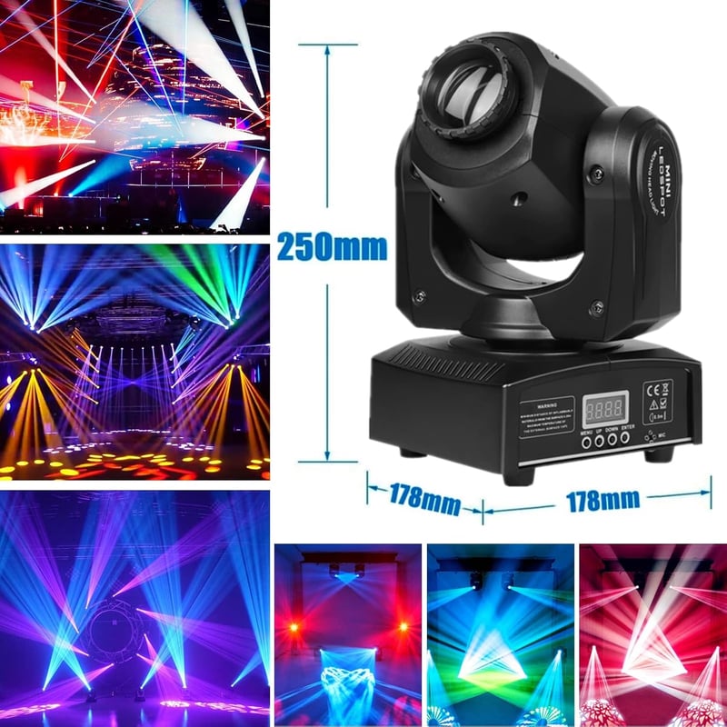 HOLDLAMP DMX512 Mozgó Fejű LED Színpadi Lámpa Szett - 8 Mintás Fényeffekt Diszkóhoz, Bulikhoz, Rendezvényekhez - 2 db