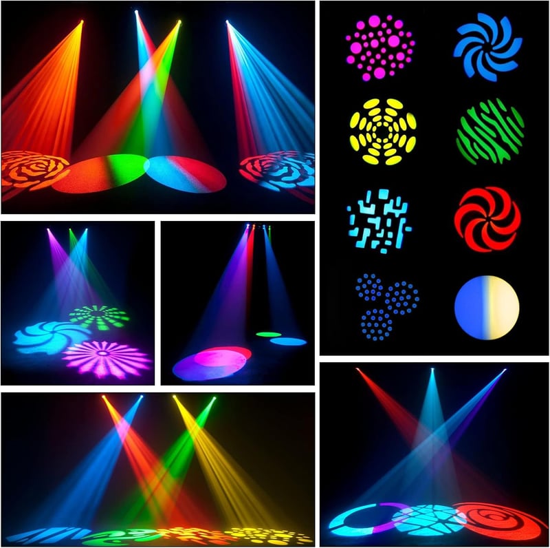 HOLDLAMP DMX512 Mozgó Fejű LED Színpadi Lámpa Szett - 8 Mintás Fényeffekt Diszkóhoz, Bulikhoz, Rendezvényekhez - 2 db