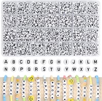 HOLDLEAF 1400 db Fehér Kerek Ábécé Gyöngy A-Z Karkötő Készítéshez Rugalmas Szállal - White 1