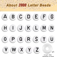 HOLDLEAF 1400 db Fehér Kerek Ábécé Gyöngy A-Z Karkötő Készítéshez Rugalmas Szállal - White 3