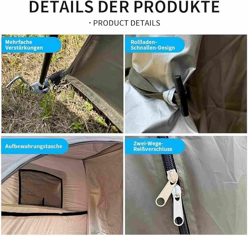 HoldOneLight 2 szobás zuhanysátor 2.1M öltözőkabinként, kempinghez és WC-hez