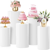 HoldOneLight biely valcový stojan, 5 ks – okrúhly dekoratívny podstavec na tortu, kvety, stolové dekorácie, na svadbu, narodeninovú oslavu, babyshower 1