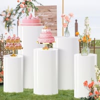 HoldOneLight biely valcový stojan, 5 ks – okrúhly dekoratívny podstavec na tortu, kvety, stolové dekorácie, na svadbu, narodeninovú oslavu, babyshower 2