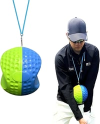 HoldOneLight hordozható golf lendület tréner labda testtartás és mozgásjavító hevederrel kezdőknek kék-zöld színben 1