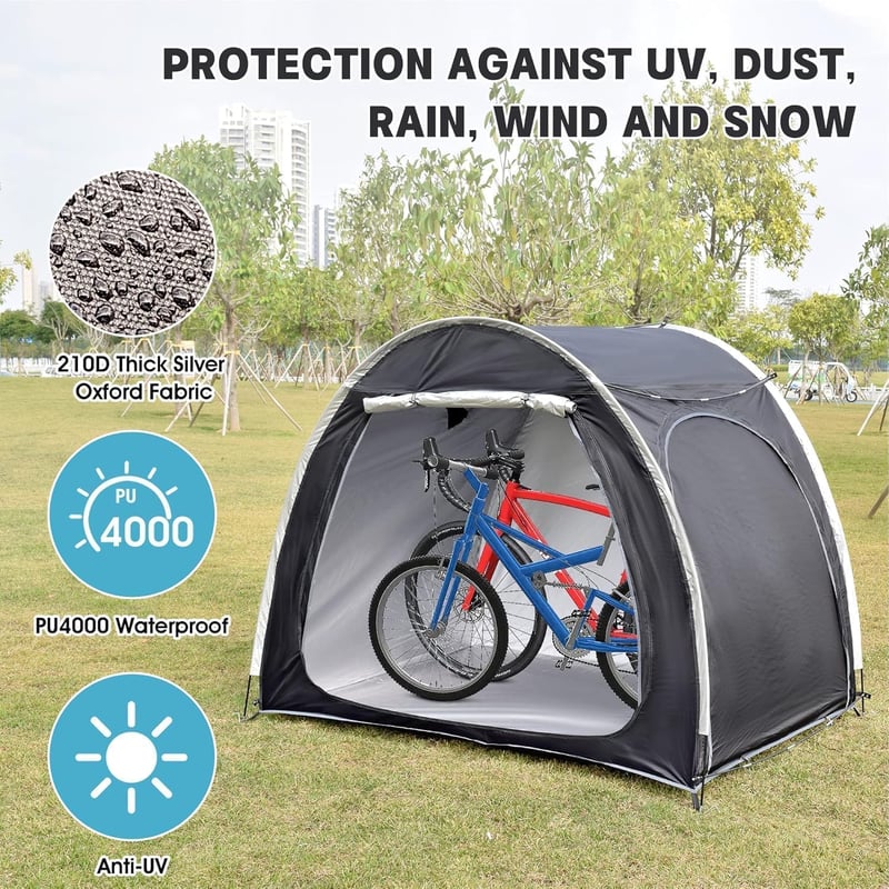 HoldOneLight Kerékpár Sátor 210x150x165cm Vízálló Fedél 3-4 Kerékpárhoz