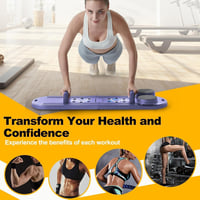 HoldOneLight lilás multifunkciós hasgyakorló állvány gumiszalagokkal, térdvédő matraccal és automata hasroller könyöktámasszal 7