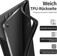 HOLIMET iPad Air 11/10.9 hüvely toll tartóval, PU bőr, ütésálló, többszögű állvány, fekete 7