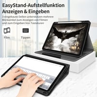 HOLIMET iPad Air 11/10.9 hüvely toll tartóval, PU bőr, ütésálló, többszögű állvány, fekete 4