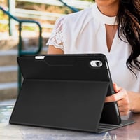 HOLIMET iPad Air 11/10.9 hüvely toll tartóval, PU bőr, ütésálló, többszögű állvány, fekete 6