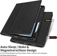 HOLIMET iPad Air 11/10.9 hüvely toll tartóval, PU bőr, ütésálló, többszögű állvány, fekete 5