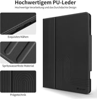 HOLIMET iPad Air 11/10.9 hüvely toll tartóval, PU bőr, ütésálló, többszögű állvány, fekete 8