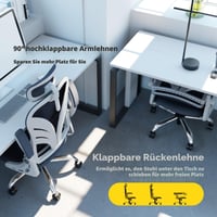 Scaun de Birou Ergonomic HOLLUDLE, cu Spătar Rabatabil, Tetieră 2D, Cotiere Rabatabile, Suport Lombar din Plasă, Alb 6