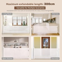 HollyHOME Biztonsági Ajtórács - Extra Széles 300 cm, Egykezes Nyitás, Visszahúzható, Babáknak és Kisállatoknak, Bel- és Kültéri Használatra, 2