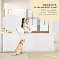 HollyHOME Biztonsági Ajtórács - Extra Széles 300 cm, Egykezes Nyitás, Visszahúzható, Babáknak és Kisállatoknak, Bel- és Kültéri Használatra, 3