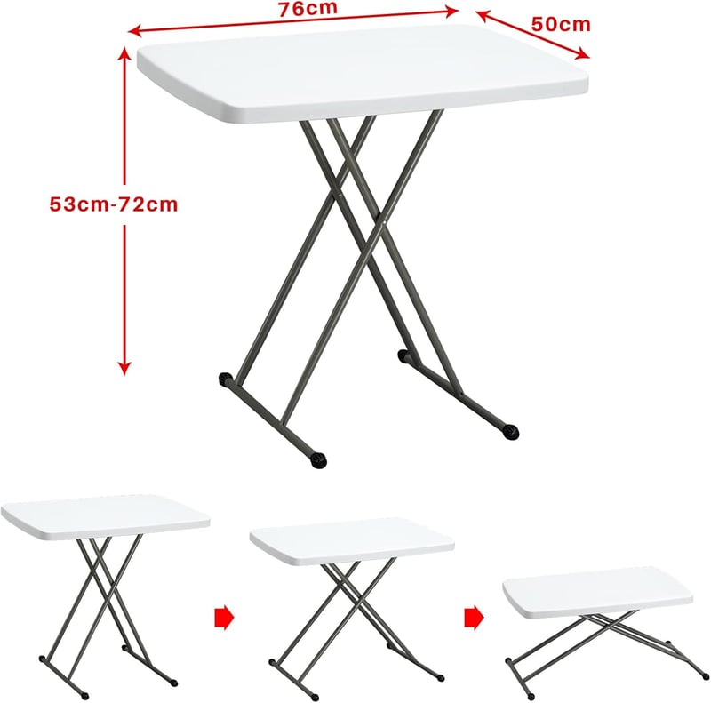 HollyHOME összecsukható kerti asztal 76x50cm fehér kültéri balkon