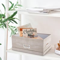Hollyone sada 4 úložných boxov s vekom, kartónové dekoratívne škatule s otvormi na rukoväte, obdĺžnikové stohovateľné úložné boxy na knihy 5