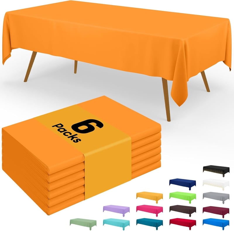 Homaxy Set 6 fețe de masă de unică folosință, 137 x 274 cm, Portocaliu, față de masă din plastic de unică folosință