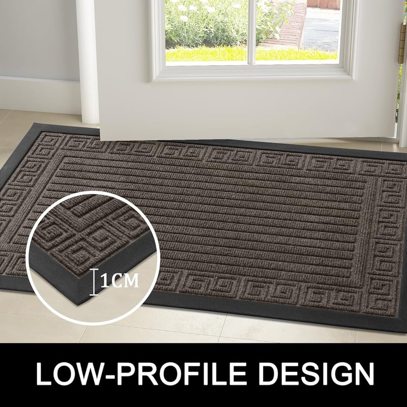 Homaxy Bejárati Lábtörlő 45x75cm - Csúszásmentes Kültéri Beltéri Szőnyeg Barna - Greek Keys - Brown, Polyester