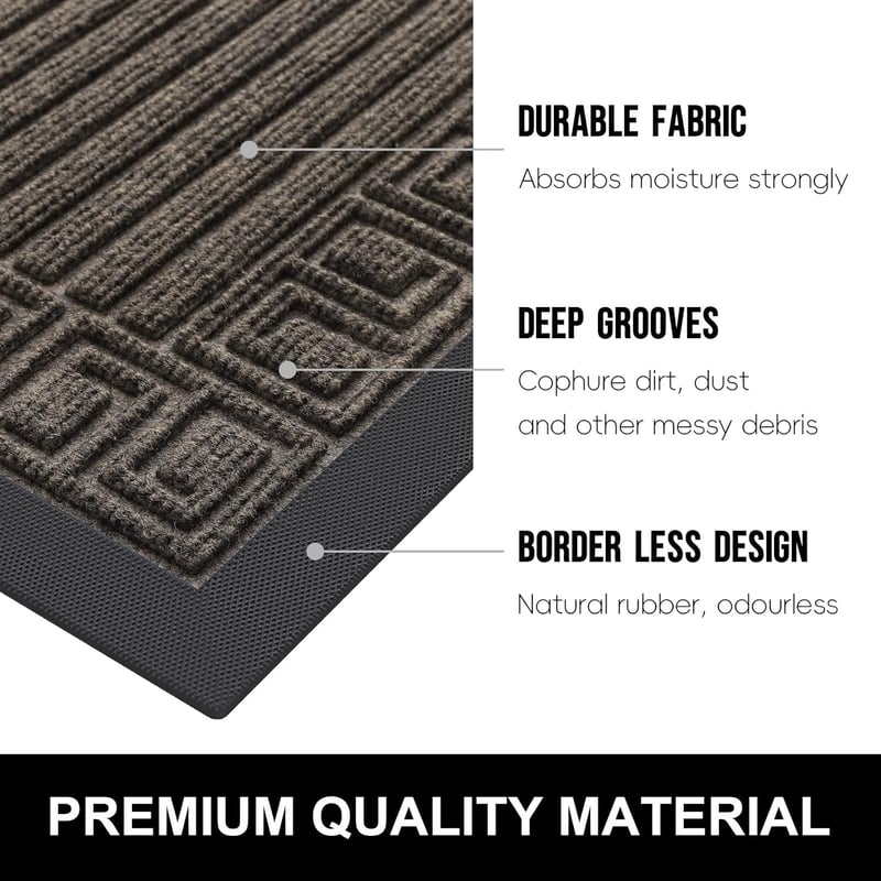 Homaxy Bejárati Lábtörlő 45x75cm - Csúszásmentes Kültéri Beltéri Szőnyeg Barna - Greek Keys - Brown, Polyester