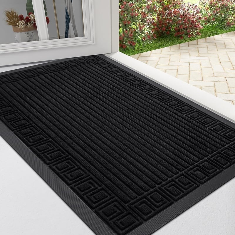 Homaxy Beltéri-Kültéri Lábtörlő 60x90cm Fekete Görög Mintás Csúszásmentes