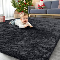 Homaxy veliki perivi tepih dugih vlakana 300x400 cm, crni - protuklizni, mekani tepih za dnevni boravak, dječju sobu, spavaću sobu 1