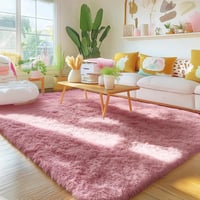 Homaxy Rózsaszín magas halyú bolyhos szőnyeg csúszásgátló alappal mosható gyerekszobába nappaliba hálószobába 200x280 cm 5
