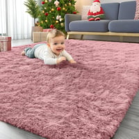 Homaxy Rózsaszín magas halyú bolyhos szőnyeg csúszásgátló alappal mosható gyerekszobába nappaliba hálószobába 200x280 cm 1