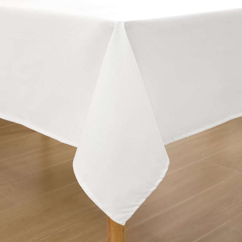 Homaxy Vízlepergető Asztalterítő Len Hatású 140x200 cm Fehér Mosható Foltálló Lótusz Effekt Asztalnemű