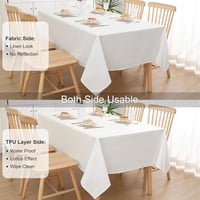 Homaxy Vízlepergető Asztalterítő Len Hatású 140x200 cm Fehér Mosható Foltálló Lótusz Effekt Asztalnemű 2