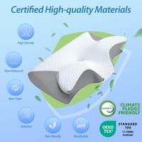 Ergonomický vankúš pod krk HOMCA 2 v 1 z pamäťovej peny pre spánok na chrbte, boku a bruchu, 60x40x12/14 cm, sivý 8