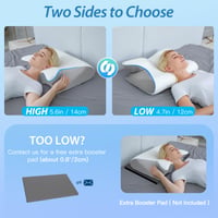 Ergonomický vankúš pod krk HOMCA 2 v 1 z pamäťovej peny pre spánok na chrbte, boku a bruchu, 60x40x12/14 cm, sivý 4