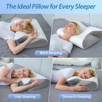 Ergonomický vankúš pod krk HOMCA 2 v 1 z pamäťovej peny pre spánok na chrbte, boku a bruchu, 60x40x12/14 cm, sivý 6