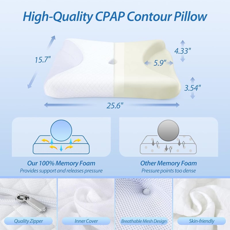 HOMCA ergonomikus memóriahabos CPAP párna nyakstabilizálóval oldalsó alváshoz