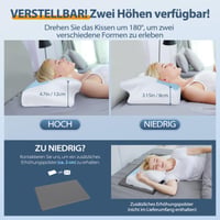 Ortopedický vankúš na spanie z pamäťovej peny HOMCA, ergonomická opierka krku 60x35x8/12 cm, modrý 5