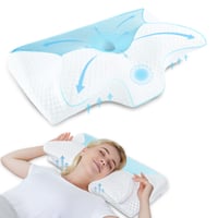 Ortopedický vankúš na spanie z pamäťovej peny HOMCA, ergonomická opierka krku 60x35x8/12 cm, modrý 1
