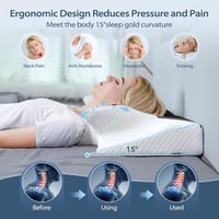 HOMCA Ortopédikus Memóriahabos Nyakpárna Ergonomikus Fekete 70x40cm 2