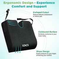 HOMCA Vízálló Ülőpárna Memóriahabbal, Ortopédikus Coccyx Párna Aranyér és Kényelemhez - Black With Waterproof Cover 2