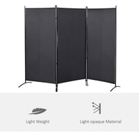 HOMCOM Paravan despărțitor cu 3 panouri 253x50x182 cm, marchiză laterală gri închis pentru balcon 8