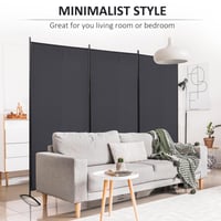 HOMCOM Paravan despărțitor cu 3 panouri 253x50x182 cm, marchiză laterală gri închis pentru balcon 7