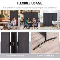 HOMCOM Paravan despărțitor cu 3 panouri 253x50x182 cm, marchiză laterală gri închis pentru balcon 6