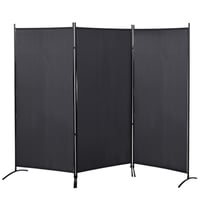 HOMCOM Paravan despărțitor cu 3 panouri 253x50x182 cm, marchiză laterală gri închis pentru balcon 1