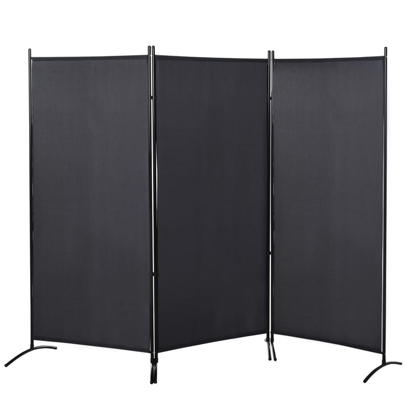 HOMCOM Paravan despărțitor cu 3 panouri 253x50x182 cm, marchiză laterală gri închis pentru balcon