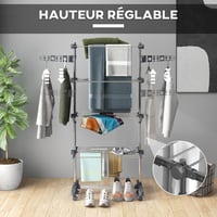 HOMCOM 4 szintes összecsukható ruhaszárító szárnyakkal 142x55x172 cm 3